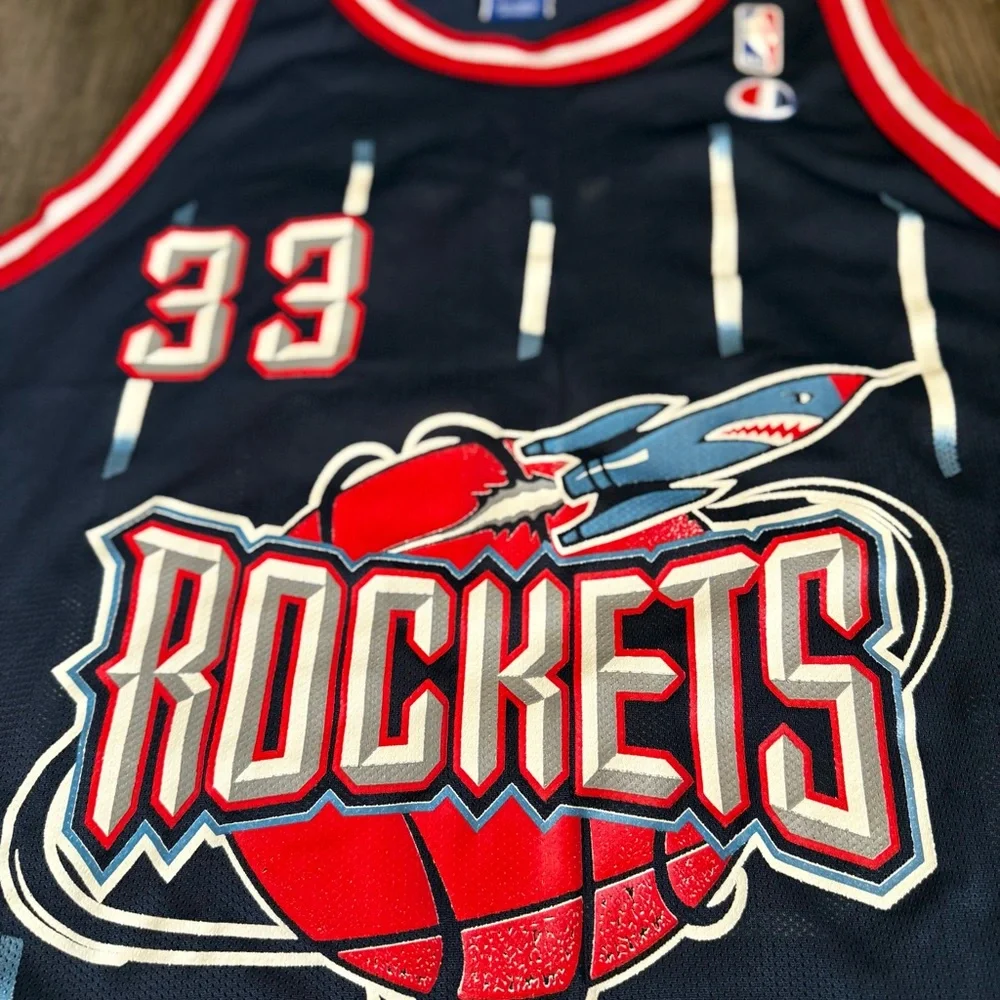 Champion Navy Blue Vintage Houston Rockets #33 Jersey Pippen 48 - Picture 3 of 6